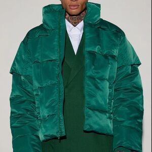 Emerald Green Men's Puffer Jacket